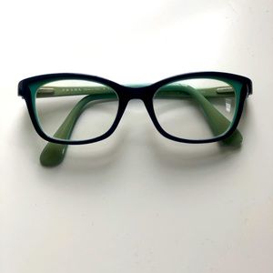 Prada Womens Frames with Original Case 3 Tone Colors Dark Blue, Blue Green Olive